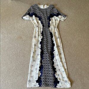 Elegant Navy and White Floral Dress